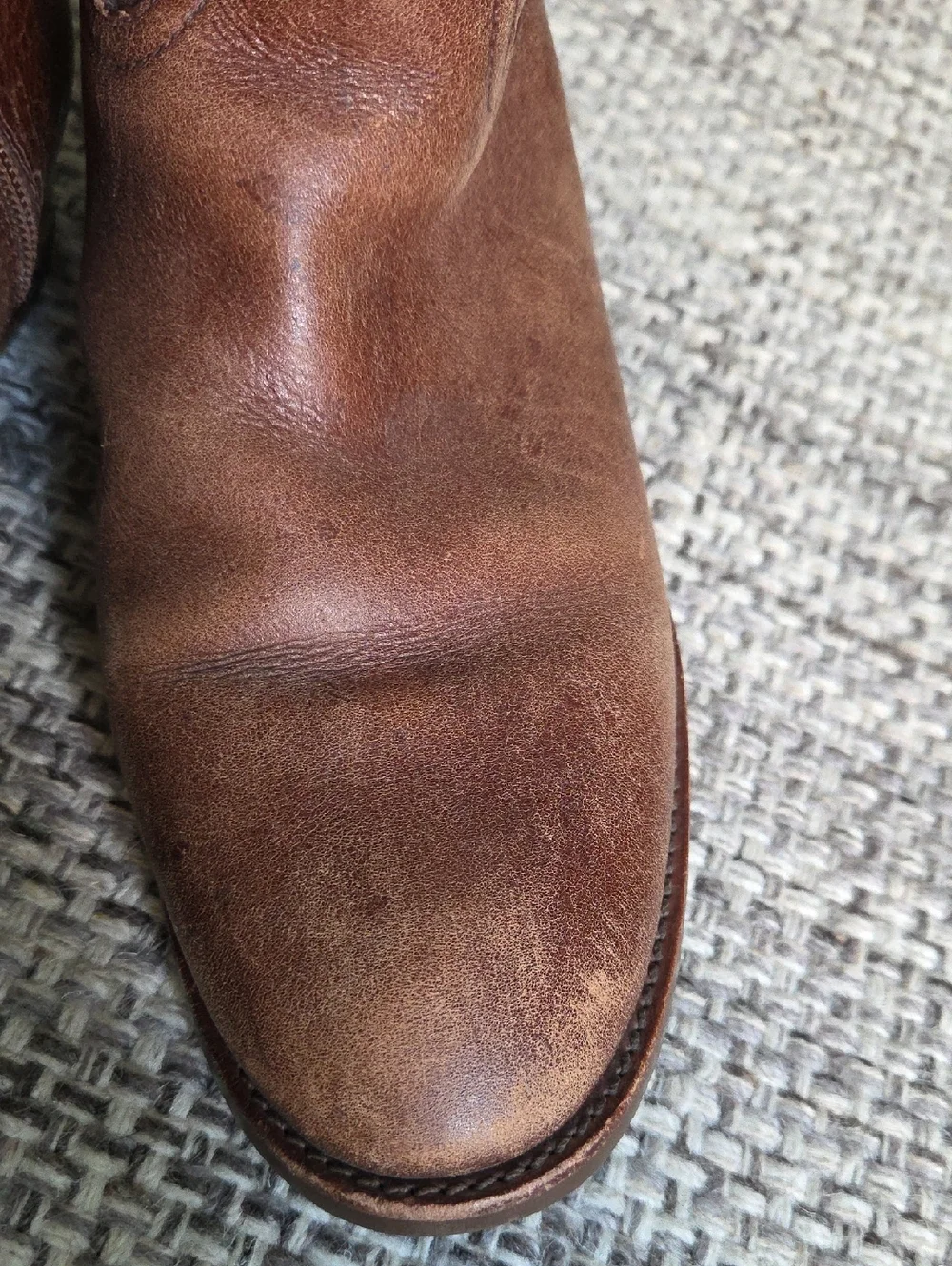 Tory Burch Kiernan Brown Tumbled Leather Riding Boots Size 10